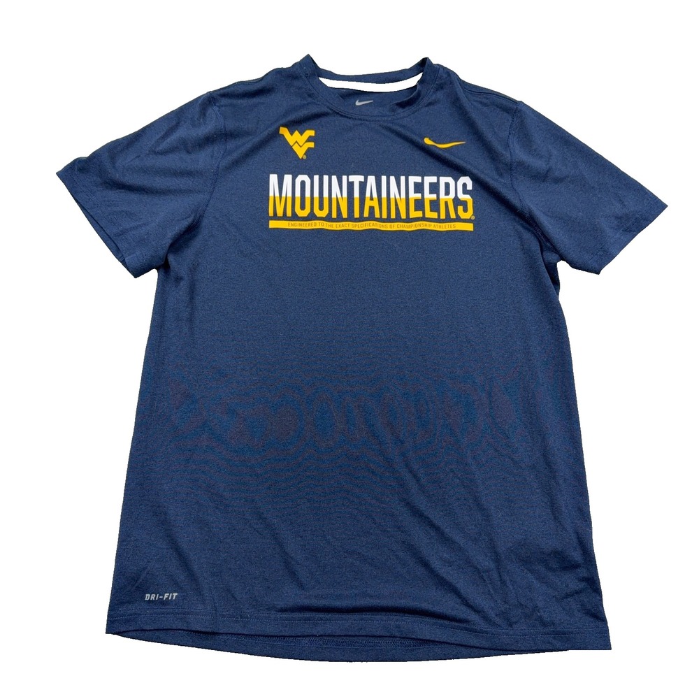 West Virginia Mountaineers Shirt Boys XL Blue Nike Dri Fit Tee WVU Performance